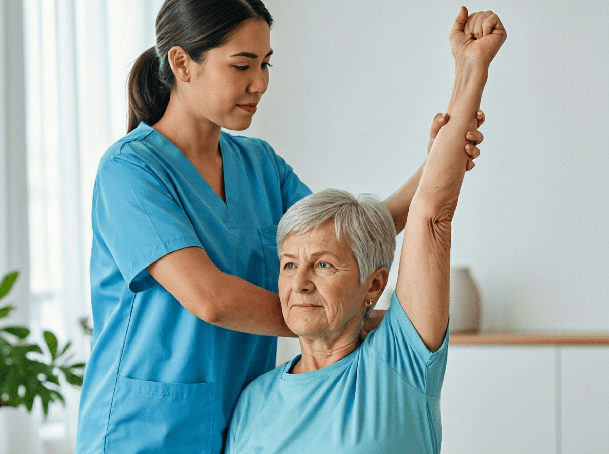 Physiotherapist assisting a patient